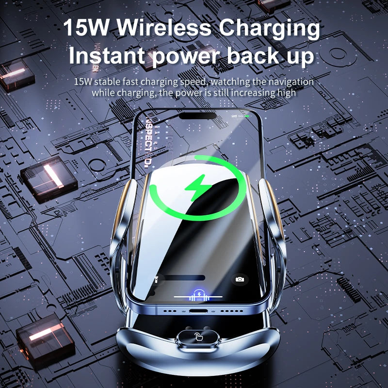 Car Wireless Charger Phone Holder With Opening and Closing Navigation Car Wireless Phone Holder 2024 Hot Products