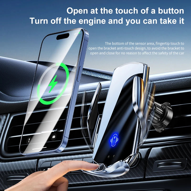 Car Wireless Charger Phone Holder With Opening and Closing Navigation Car Wireless Phone Holder 2024 Hot Products