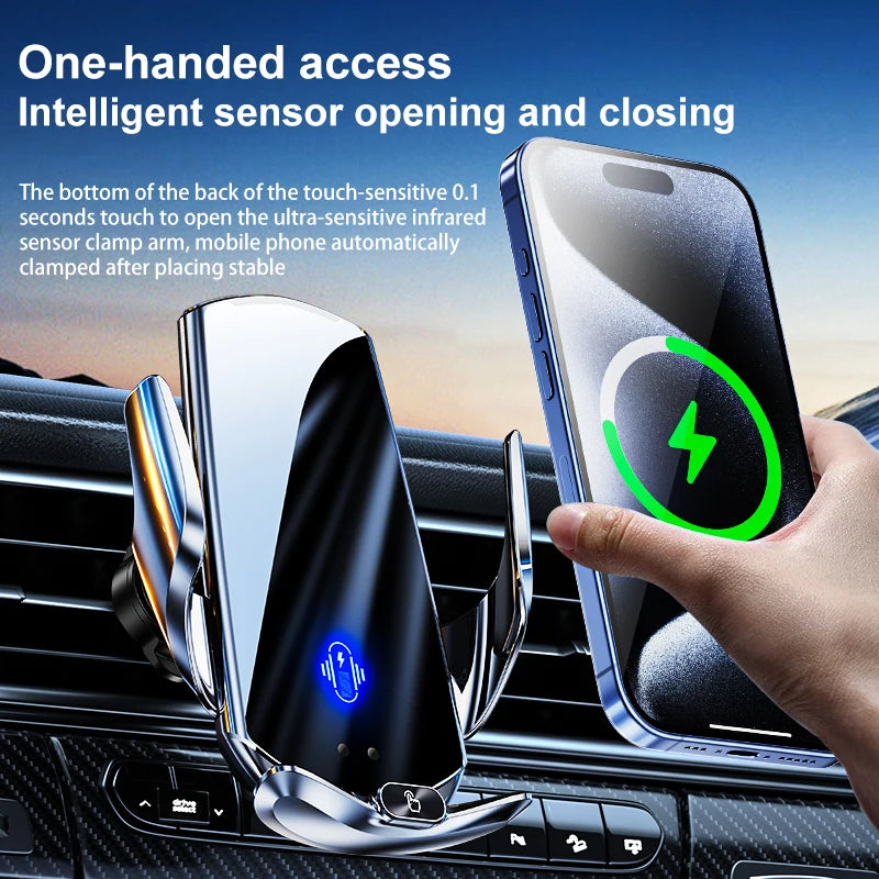 Car Wireless Charger Phone Holder With Opening and Closing Navigation Car Wireless Phone Holder 2024 Hot Products