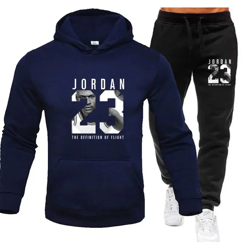 The sweatshirt hoodie is a men's set for Spring 2025 and a women's set for women's sportswear featuring a hoodie and sweatpants