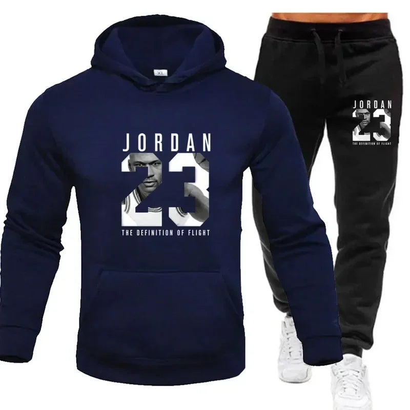 The sweatshirt hoodie is a men's set for Spring 2025 and a women's set for women's sportswear featuring a hoodie and sweatpants